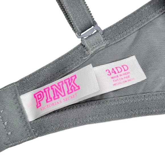 PINK Victoria’s Secret Demi Bra Sz.34 DD Light Gray Underwire T-Shirt Bra - Picture 5 of 10